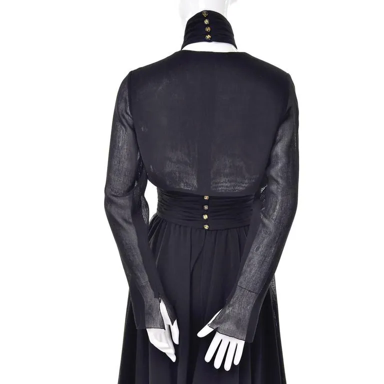 1994 Chanel Vintage Halter Dress Asymmetrical Hemline Camellia Bolero Jacket 36