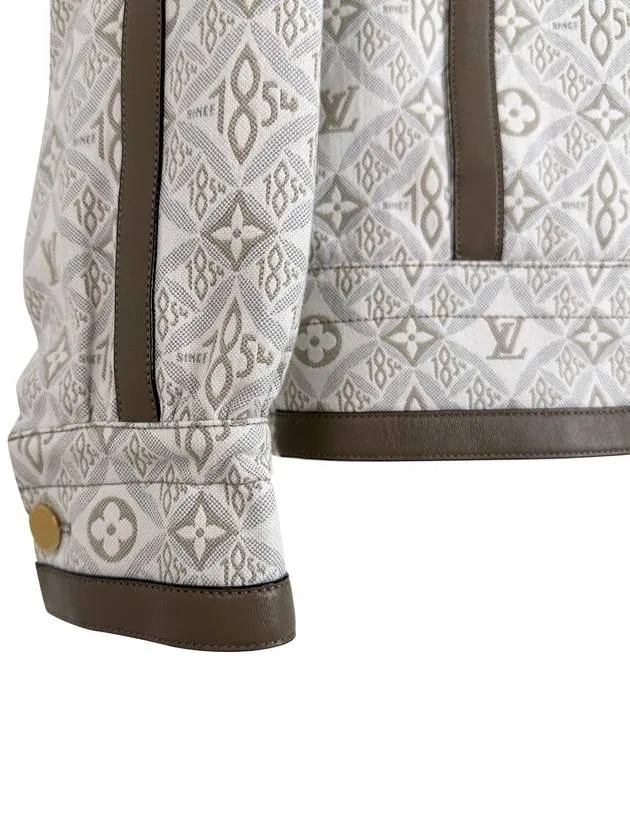 36 LV Women s Monogram 1854 Leather Bomber Varsity Jacket