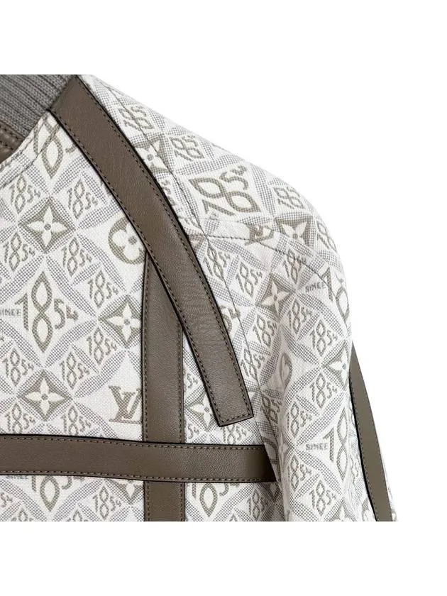 36 LV Women s Monogram 1854 Leather Bomber Varsity Jacket
