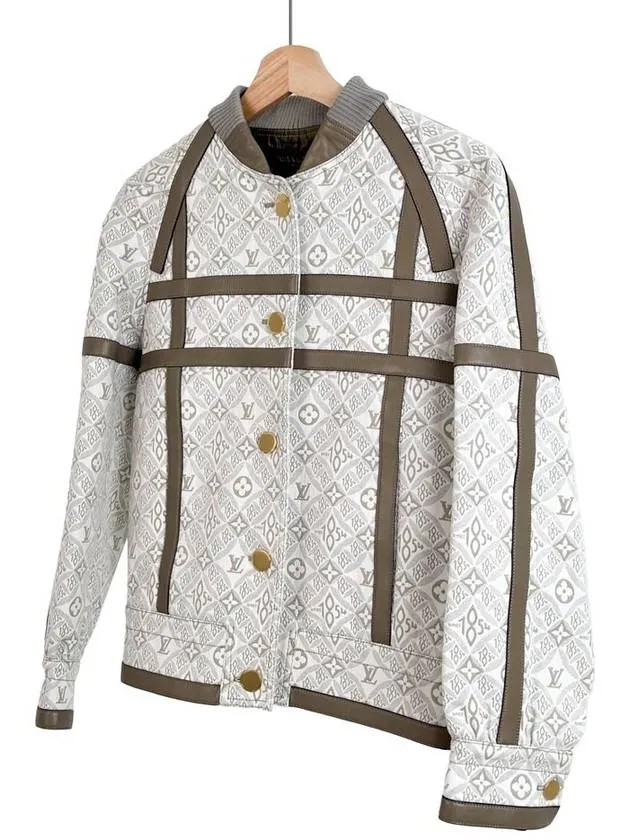 36 LV Women s Monogram 1854 Leather Bomber Varsity Jacket