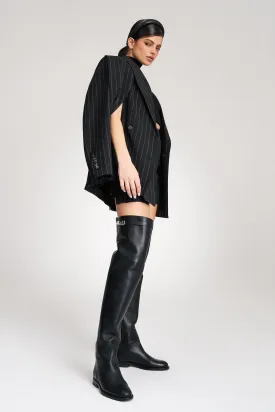 ‘Ava‘ Pinstriped Double-Breasted Crepe Blazer
