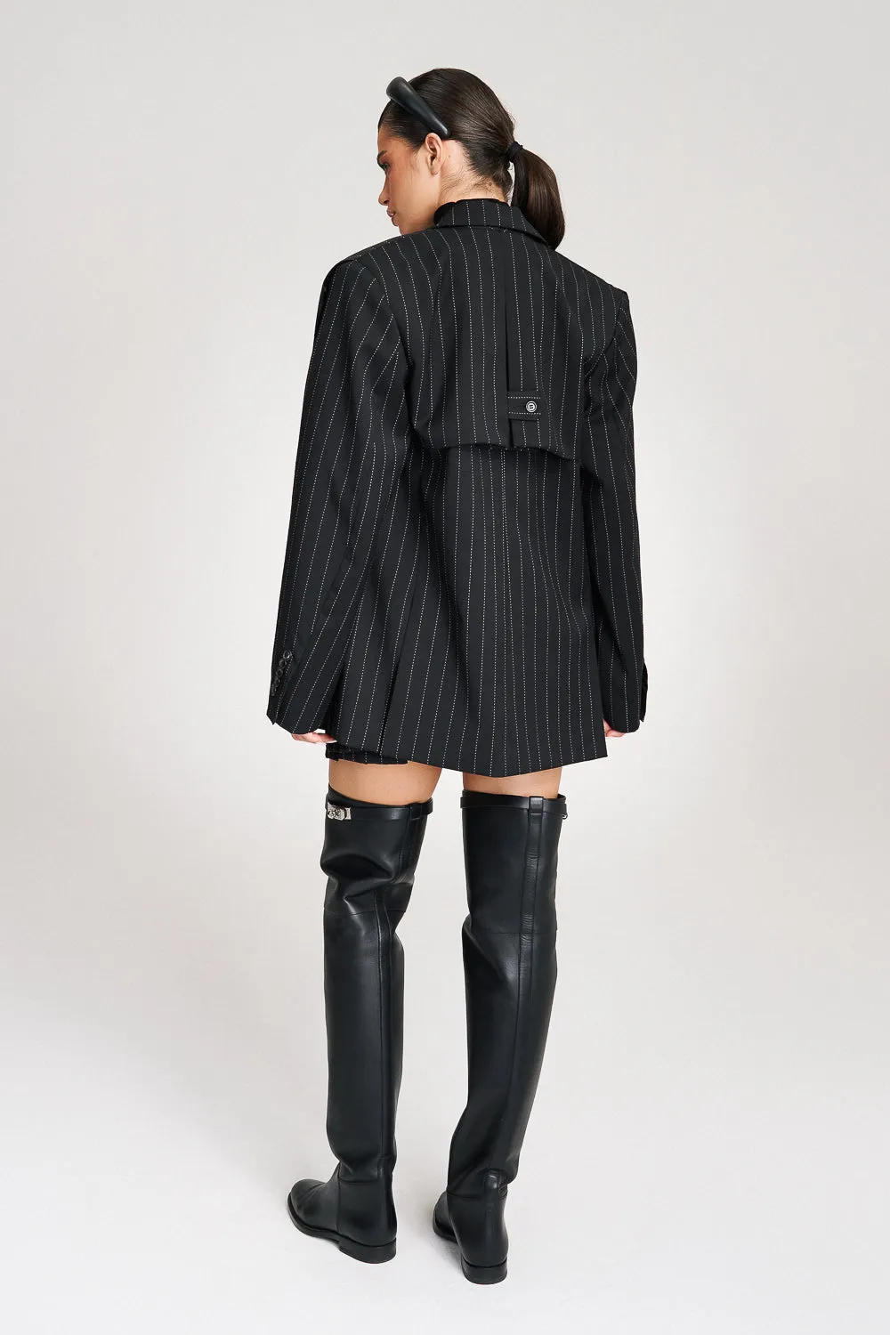 ‘Ava‘ Pinstriped Double-Breasted Crepe Blazer