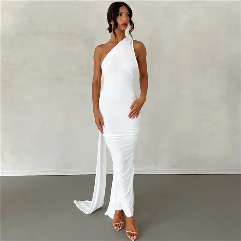 Backless Halter Sheath Slim Fit Maxi  Dress
