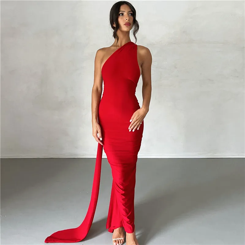 Backless Halter Sheath Slim Fit Maxi  Dress