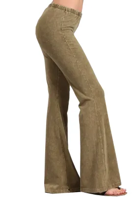 Bell Bottoms Yoga Pants Denim Colored Pale Olive