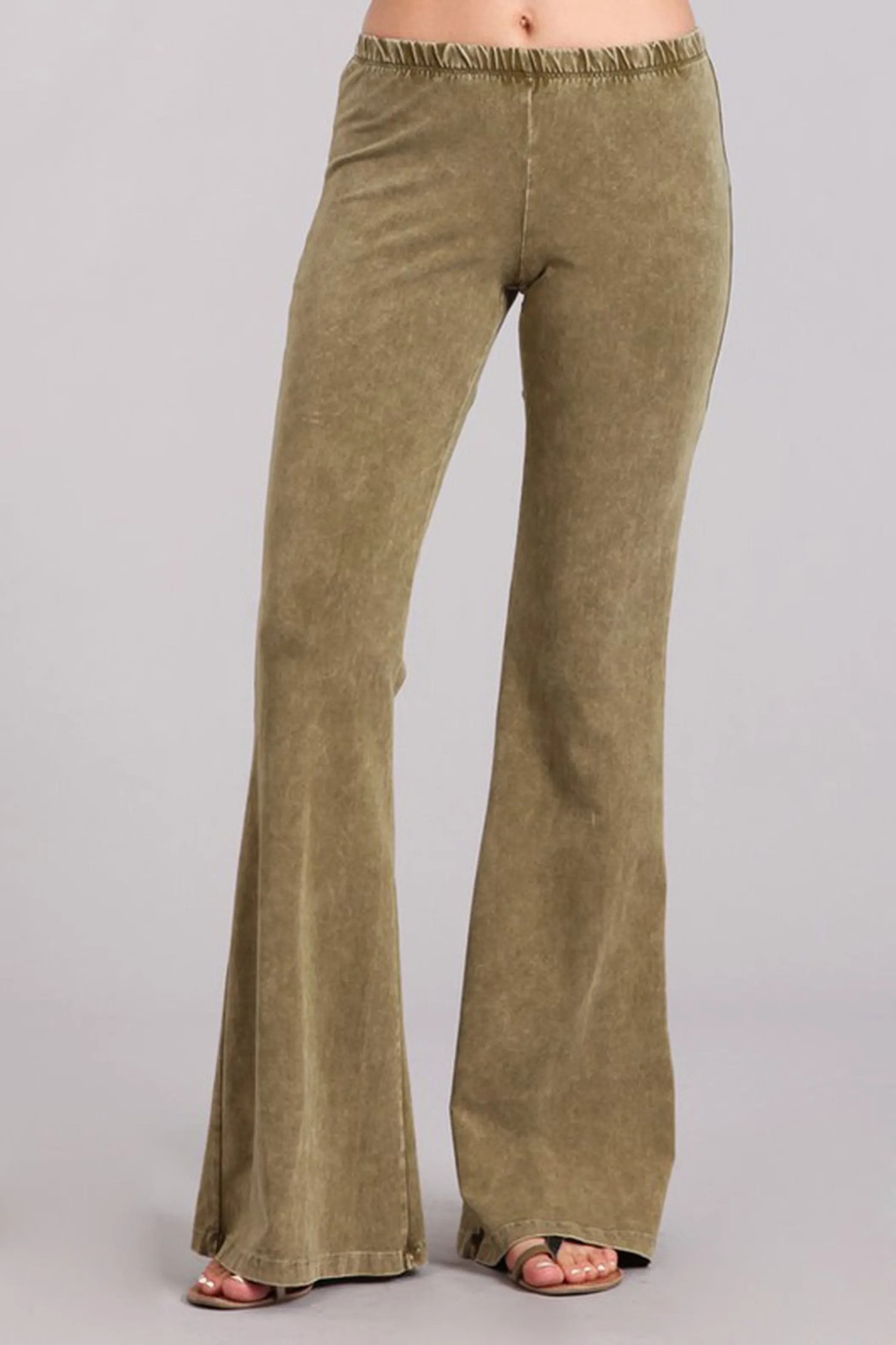 Bell Bottoms Yoga Pants Denim Colored Pale Olive
