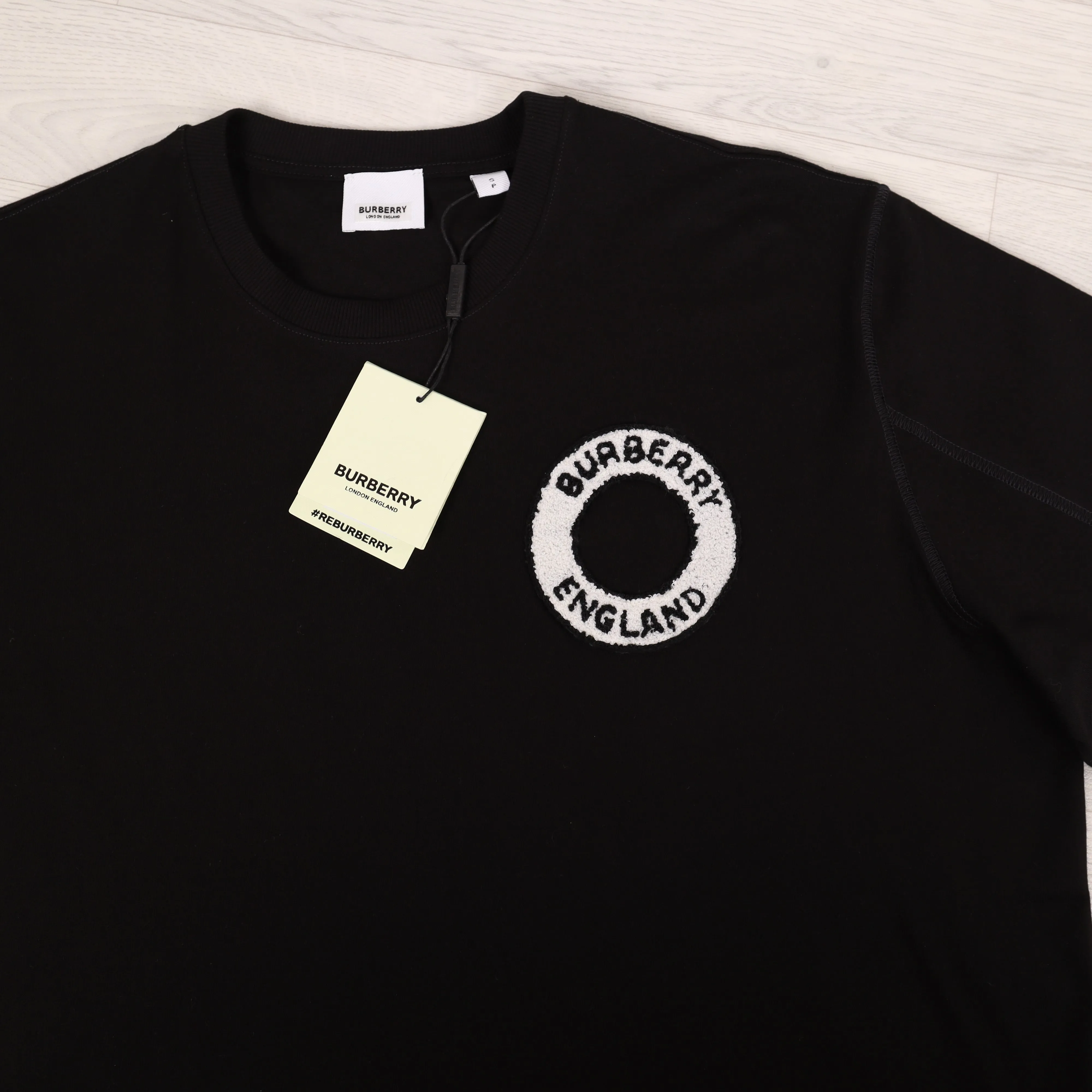 Black Flocked Logo T-Shirt.