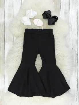 Black Ribbed Bell Bottoms