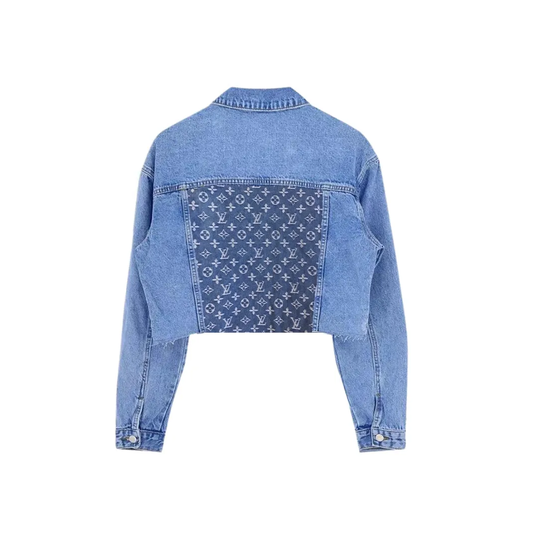 Blue LV Inspired Denim Dog Jacket with Matching Human Jacket
