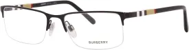 BURBERRY BE 1282 1001 Black Palladium Metal Semi-Rimless Eyeglasses 55mm??