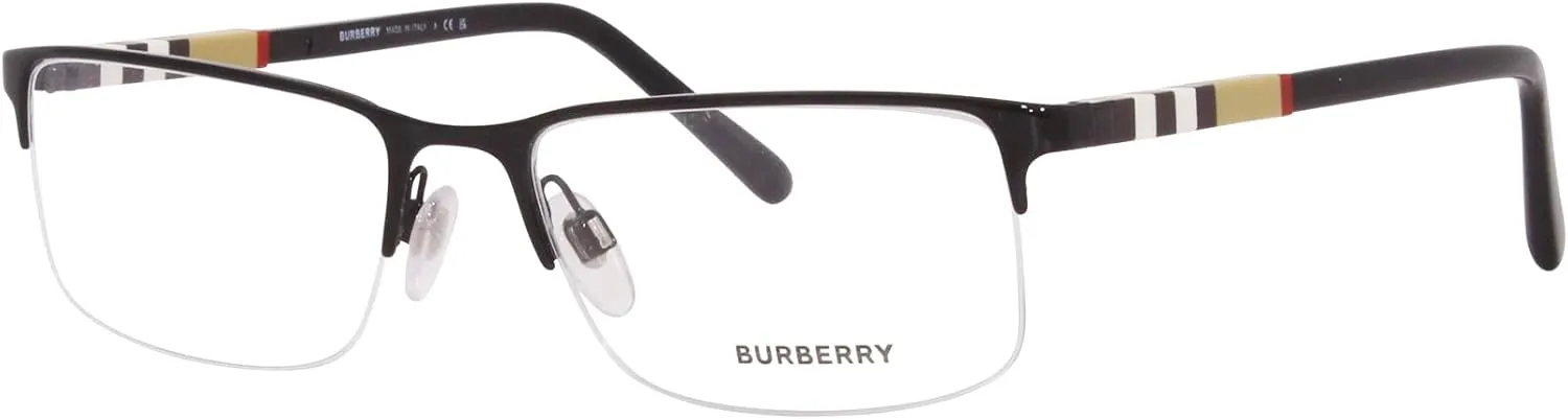 BURBERRY BE 1282 1001 Black Palladium Metal Semi-Rimless Eyeglasses 55mm??