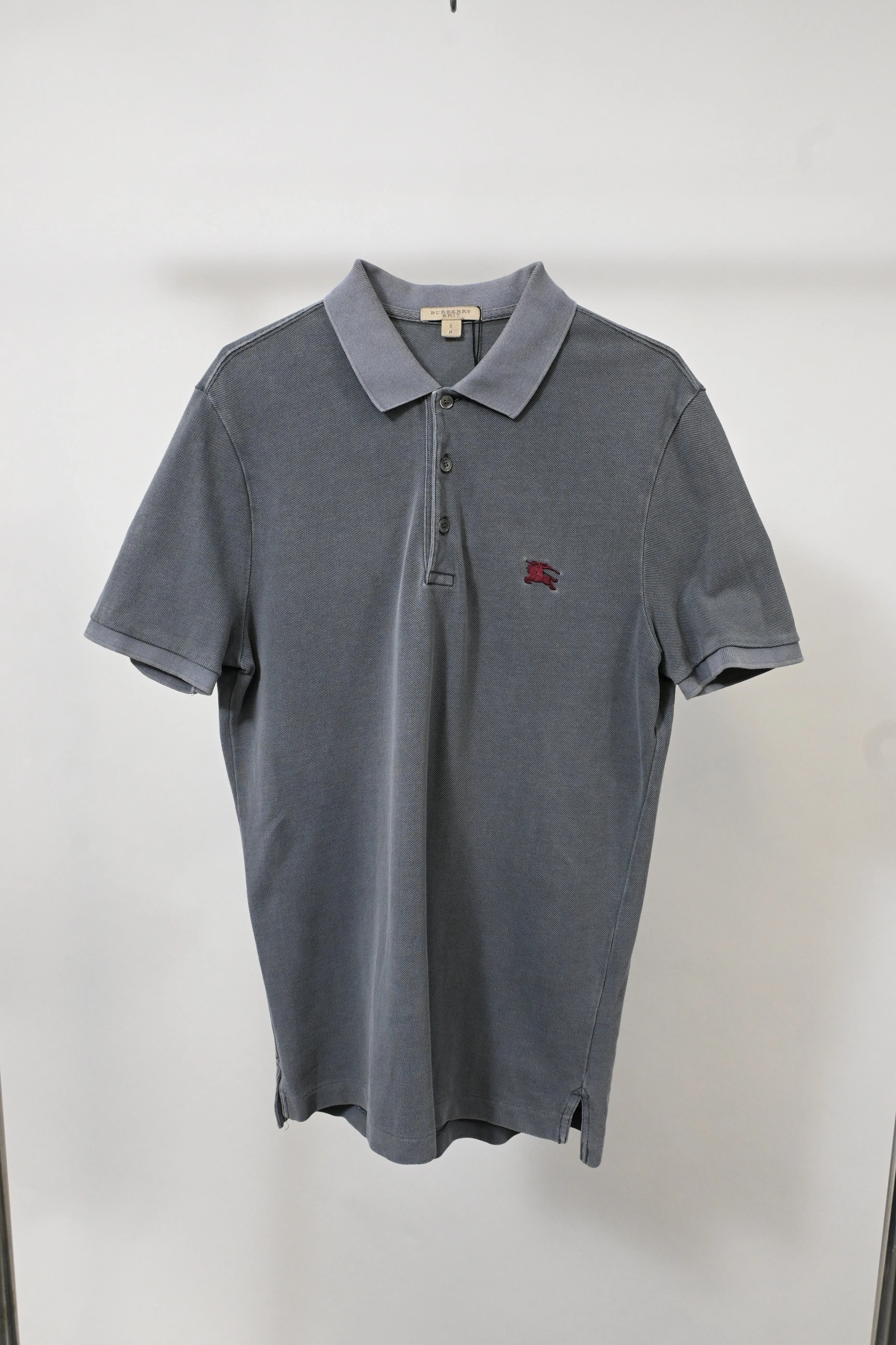 Burberry Brit Collar Short Sleeve Polo Shirt in Grey Cotton