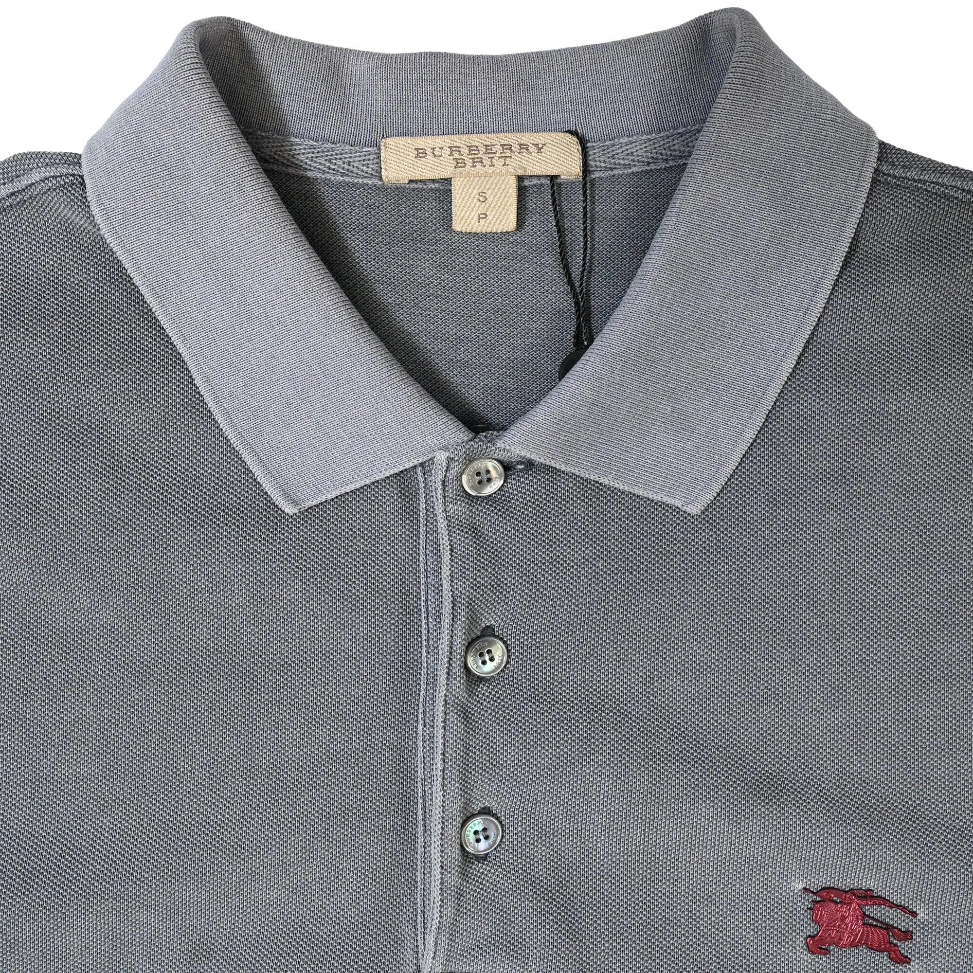 Burberry Brit Collar Short Sleeve Polo Shirt in Grey Cotton