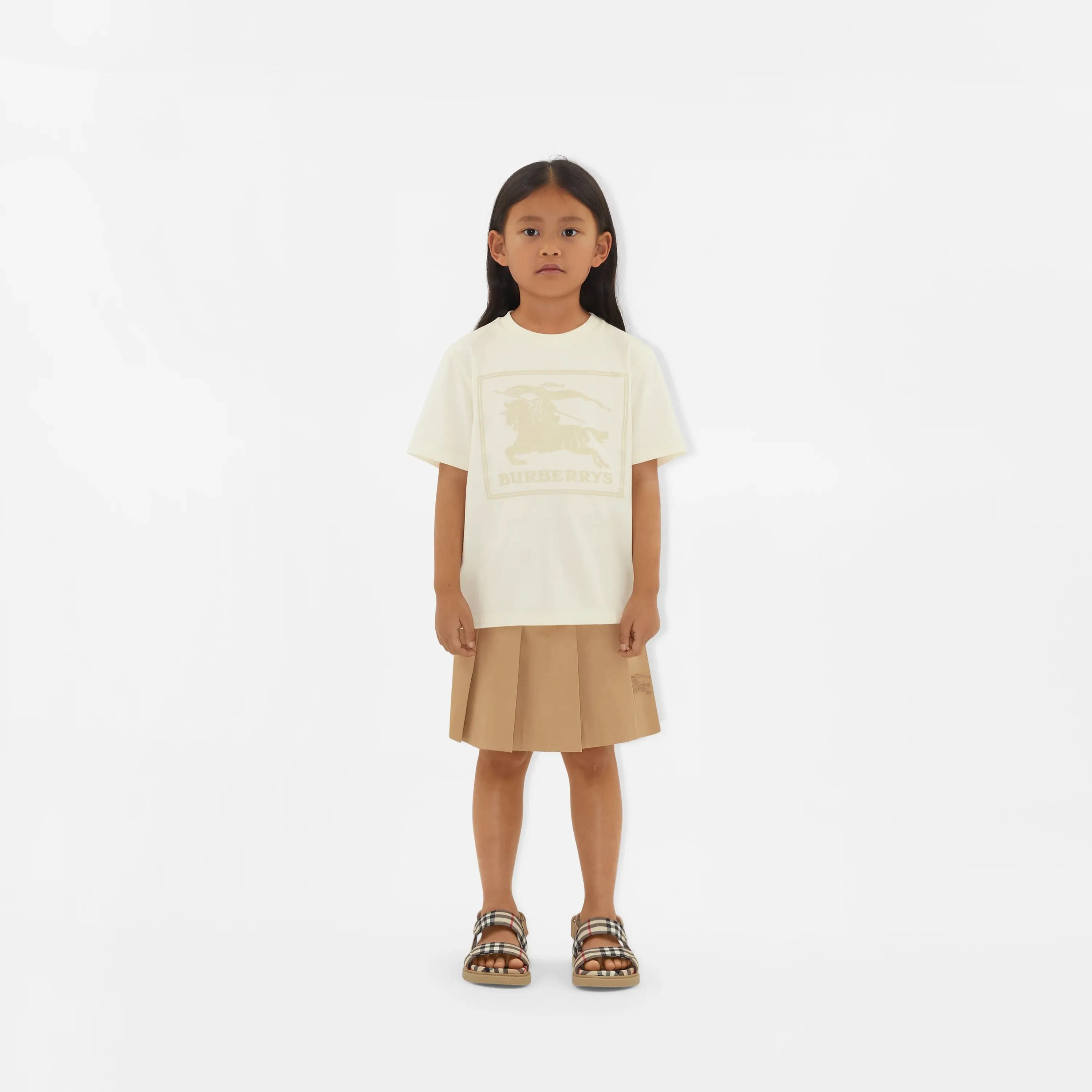 Burberry Kids Box Logo Cedar T-Shirt in Ivory
