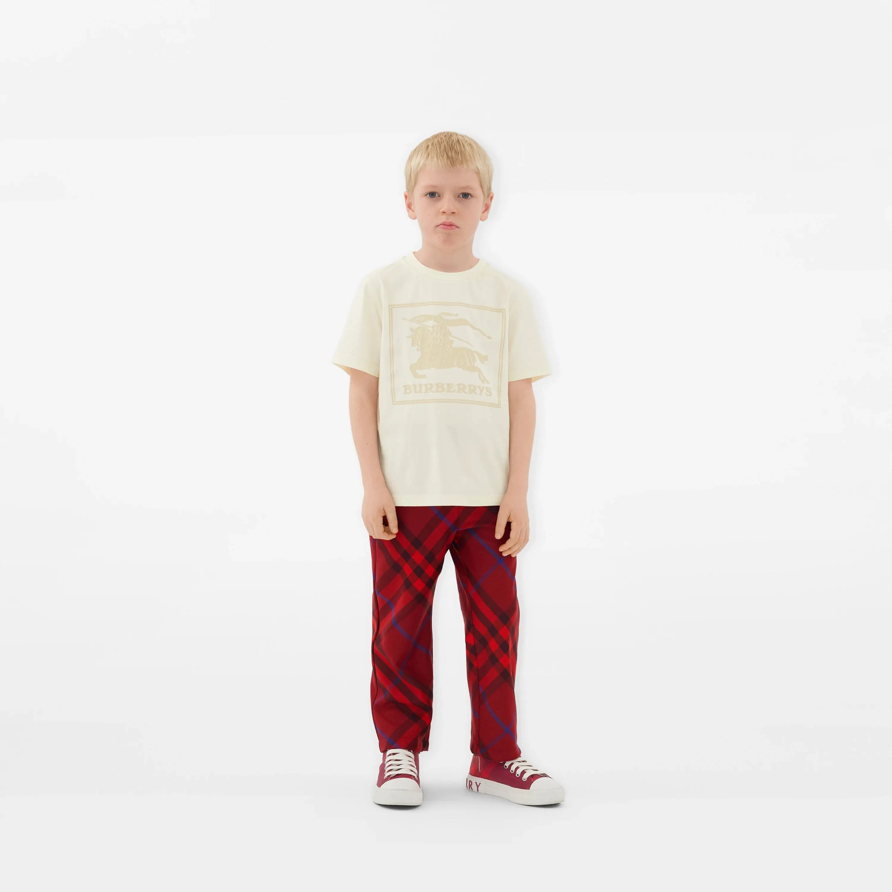 Burberry Kids Box Logo Cedar T-Shirt in Ivory