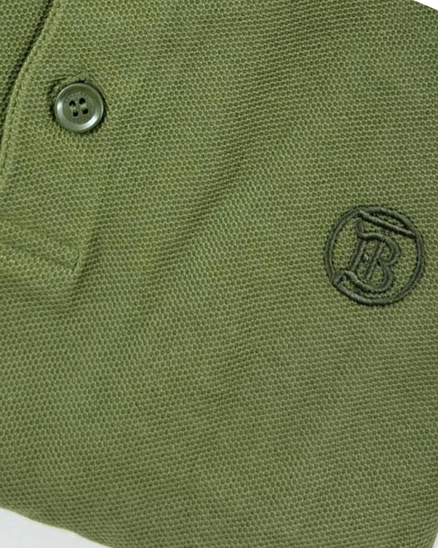 Burberry Men Polo Shirt Eddie Olive Cotton Regular Fit M BLACK FRIDAY SALE
