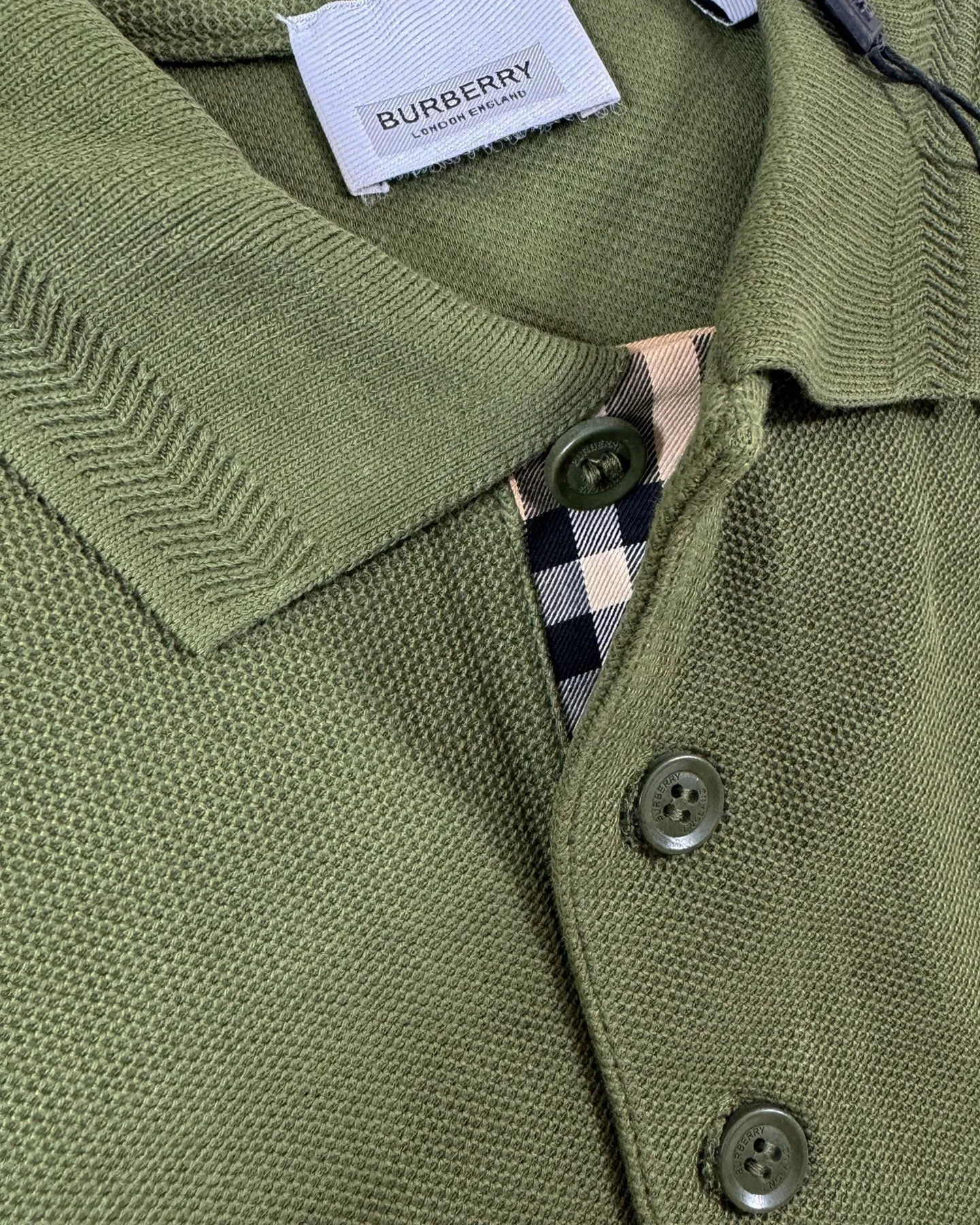 Burberry Men Polo Shirt Eddie Olive Cotton Regular Fit XXL BLACK FRIDAY SALE
