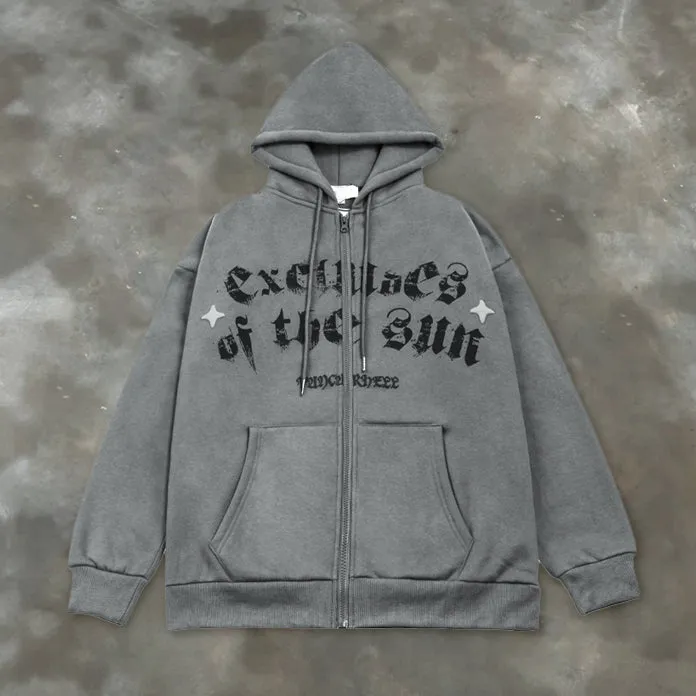 Cardigan Zipper Fashion Print Long Sleeve Street Hoodie