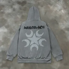 Cardigan Zipper Fashion Print Long Sleeve Street Hoodie
