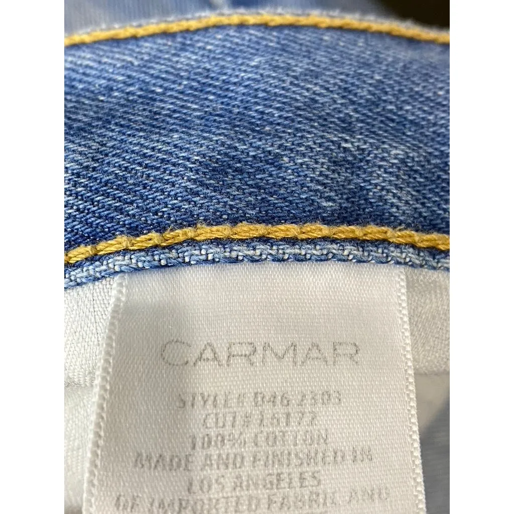 CARMAR DENIM Women's Blue Ripped Straight-Leg Jeans SZ 27