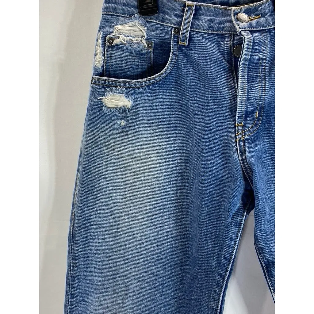 CARMAR DENIM Women's Blue Ripped Straight-Leg Jeans SZ 27