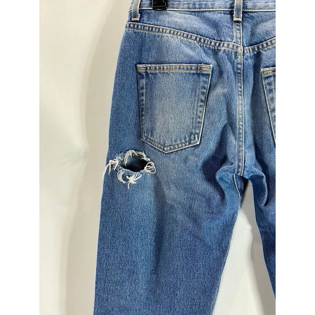 CARMAR DENIM Women's Blue Ripped Straight-Leg Jeans SZ 27