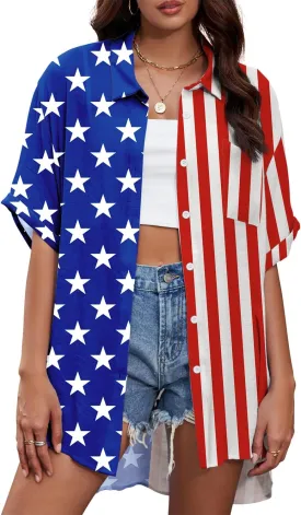 Century Star Womens Button Down Shirt Vacation Outfits Short Sleeve Shirt Dress Oversize Collared Swimsuit Coverup Blouses