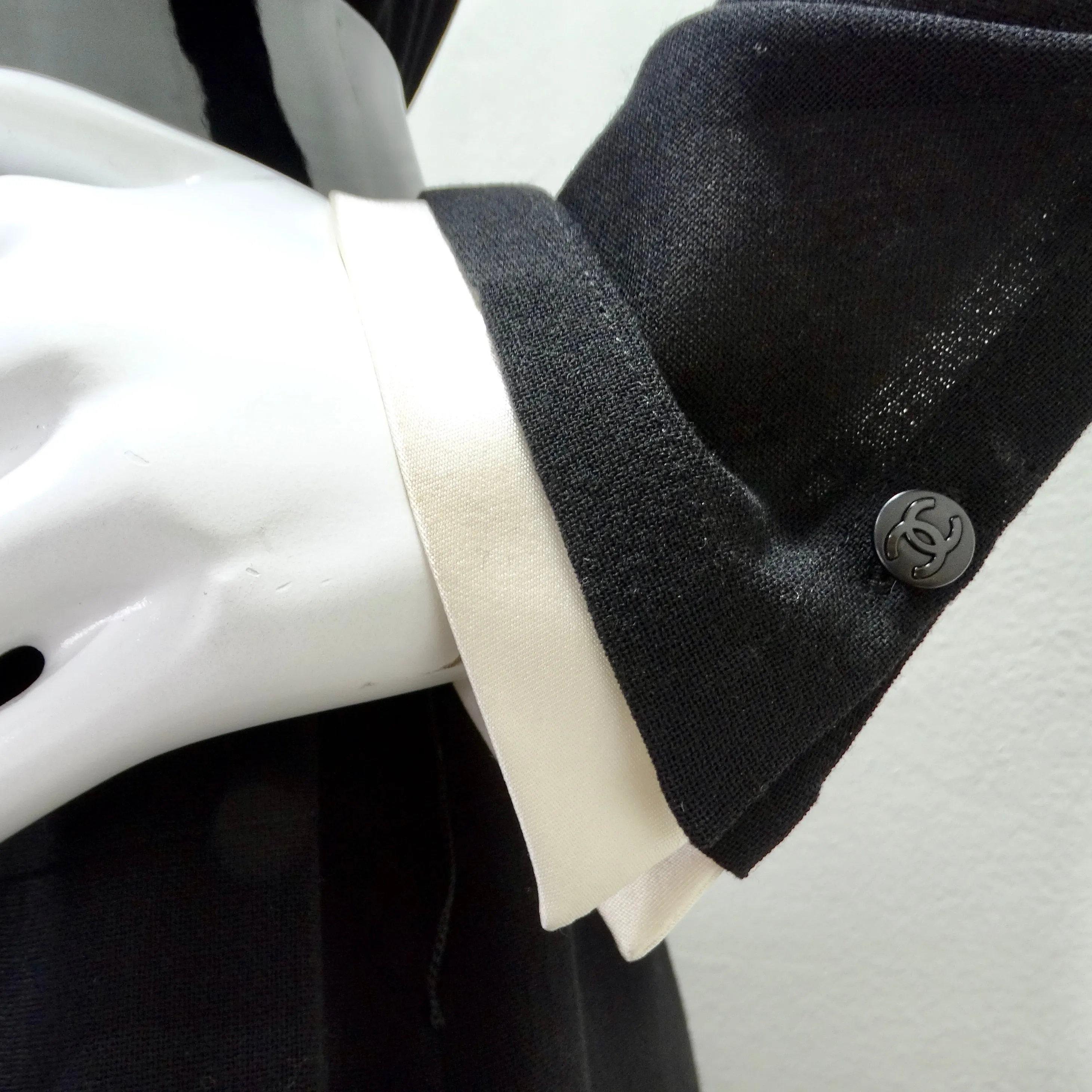 Chanel 2004 Black Button Up Collared Dress and Belt