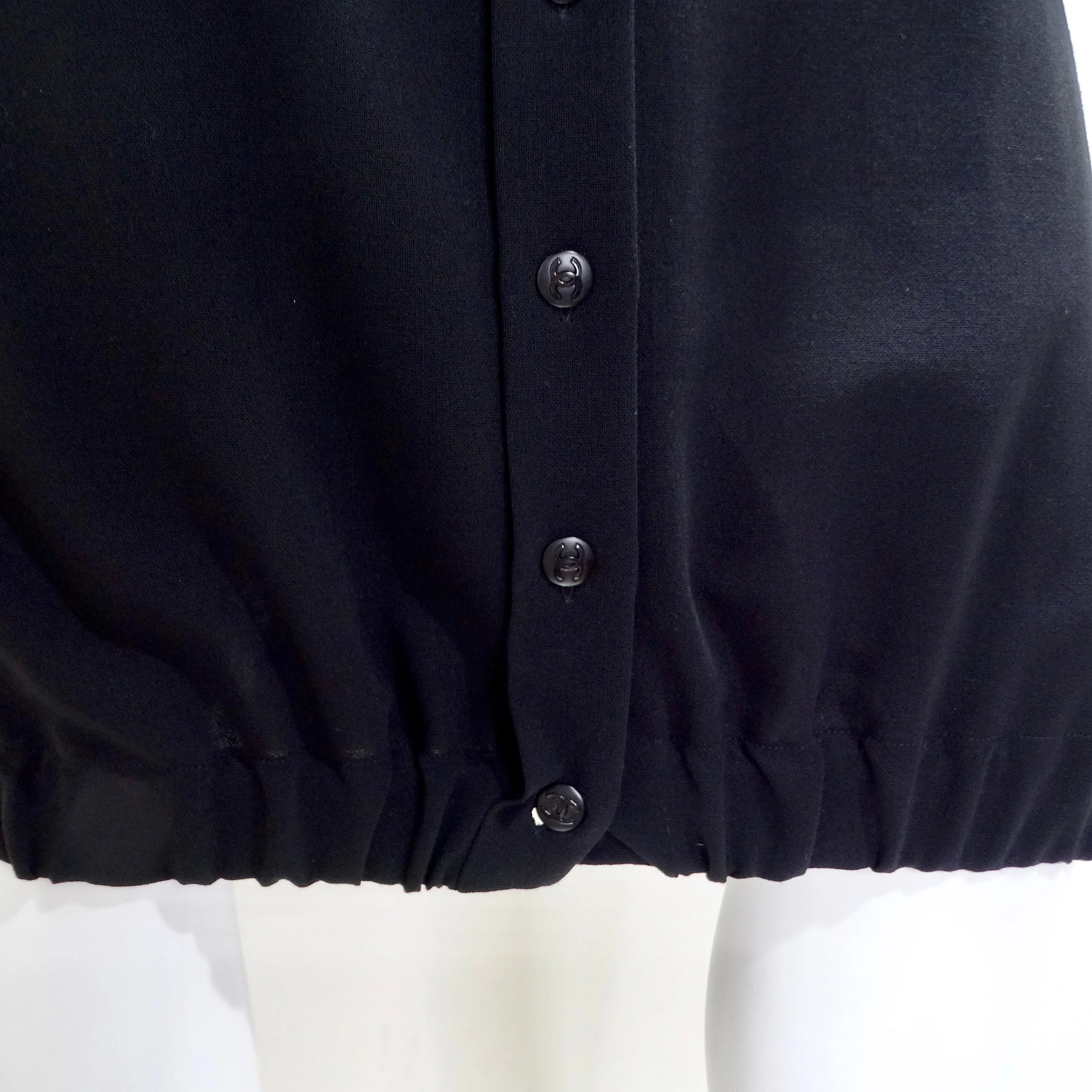 Chanel 2004 Black Button Up Collared Dress and Belt