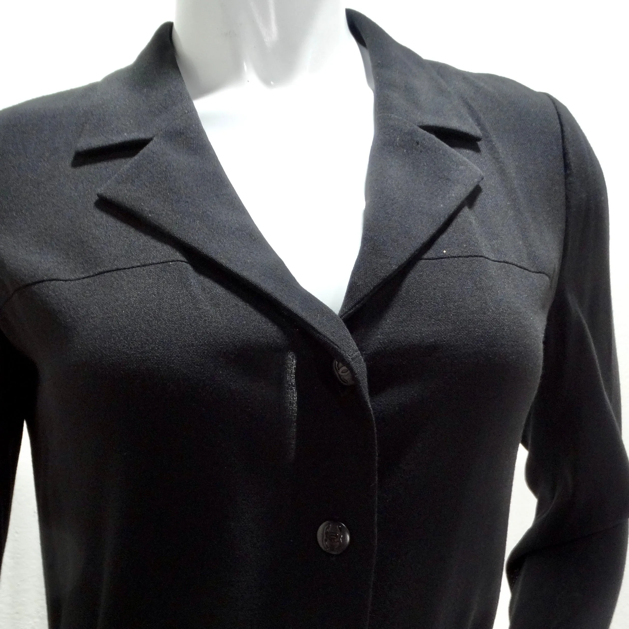 Chanel 2004 Black Button Up Collared Dress and Belt