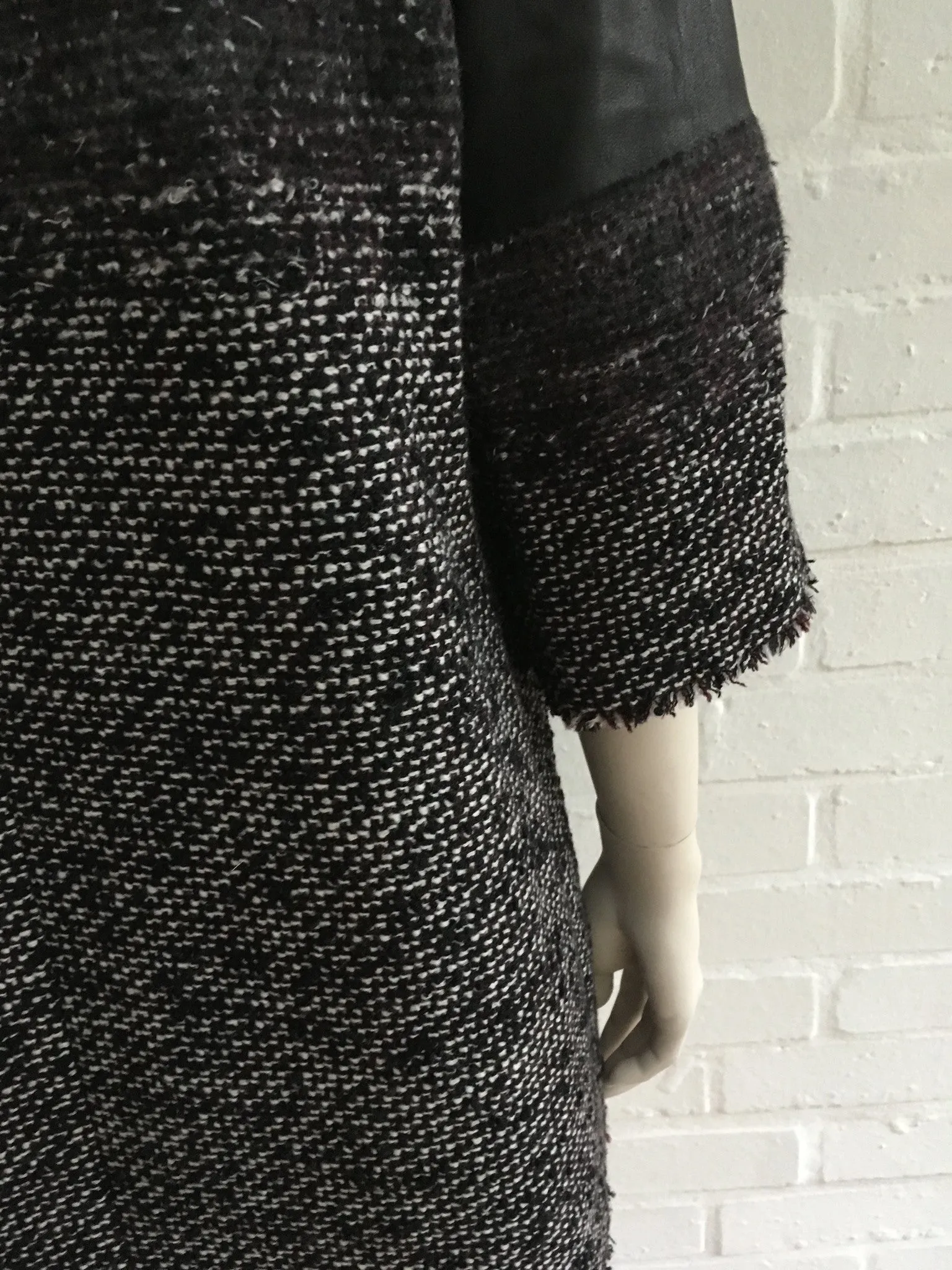 CHANEL AMAZING $7,555.00 LEATHER & FANTASY TWEED DRESS TUNIC SZ F 38 S SMALL ladies