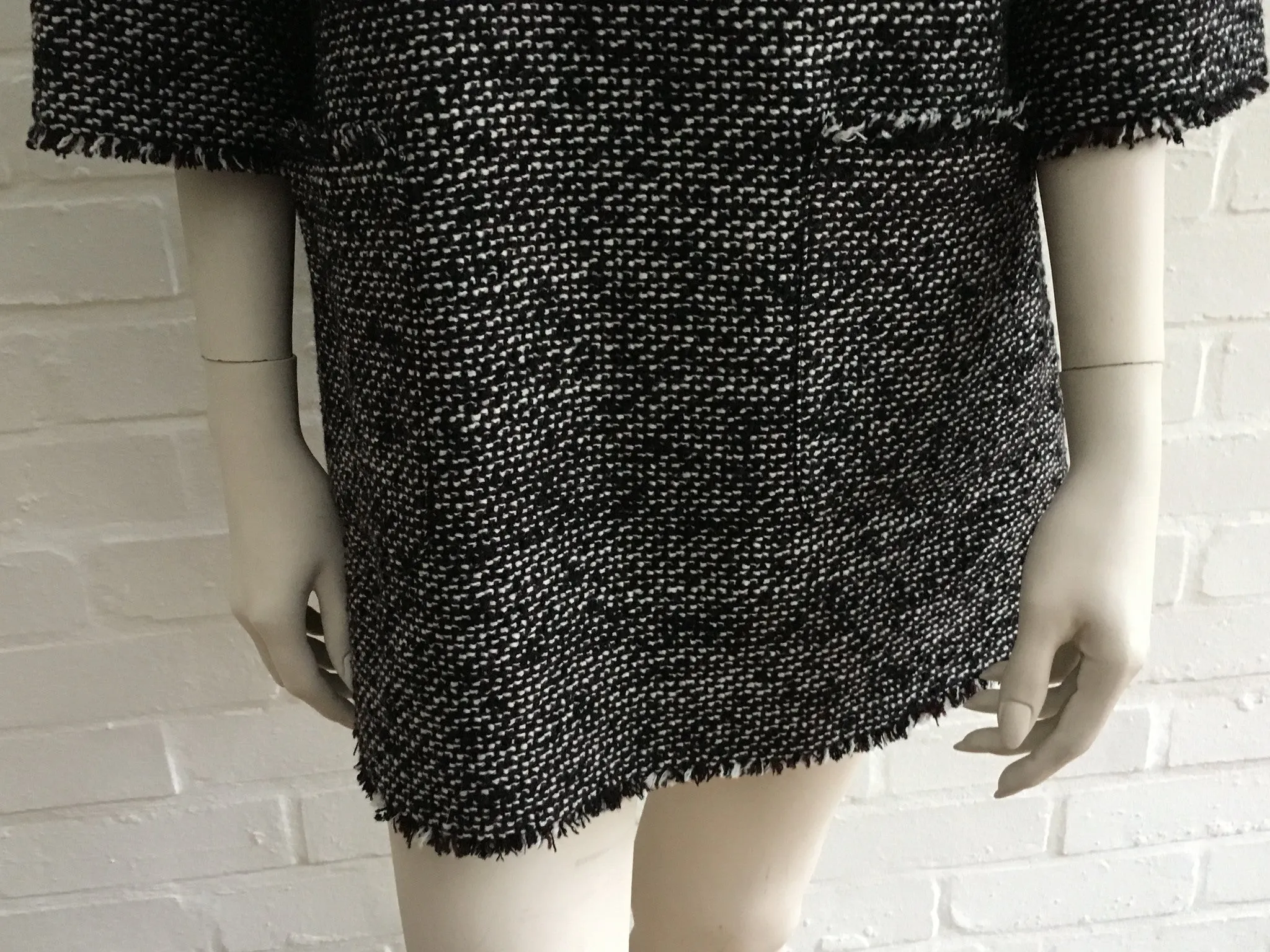 CHANEL AMAZING $7,555.00 LEATHER & FANTASY TWEED DRESS TUNIC SZ F 38 S SMALL ladies