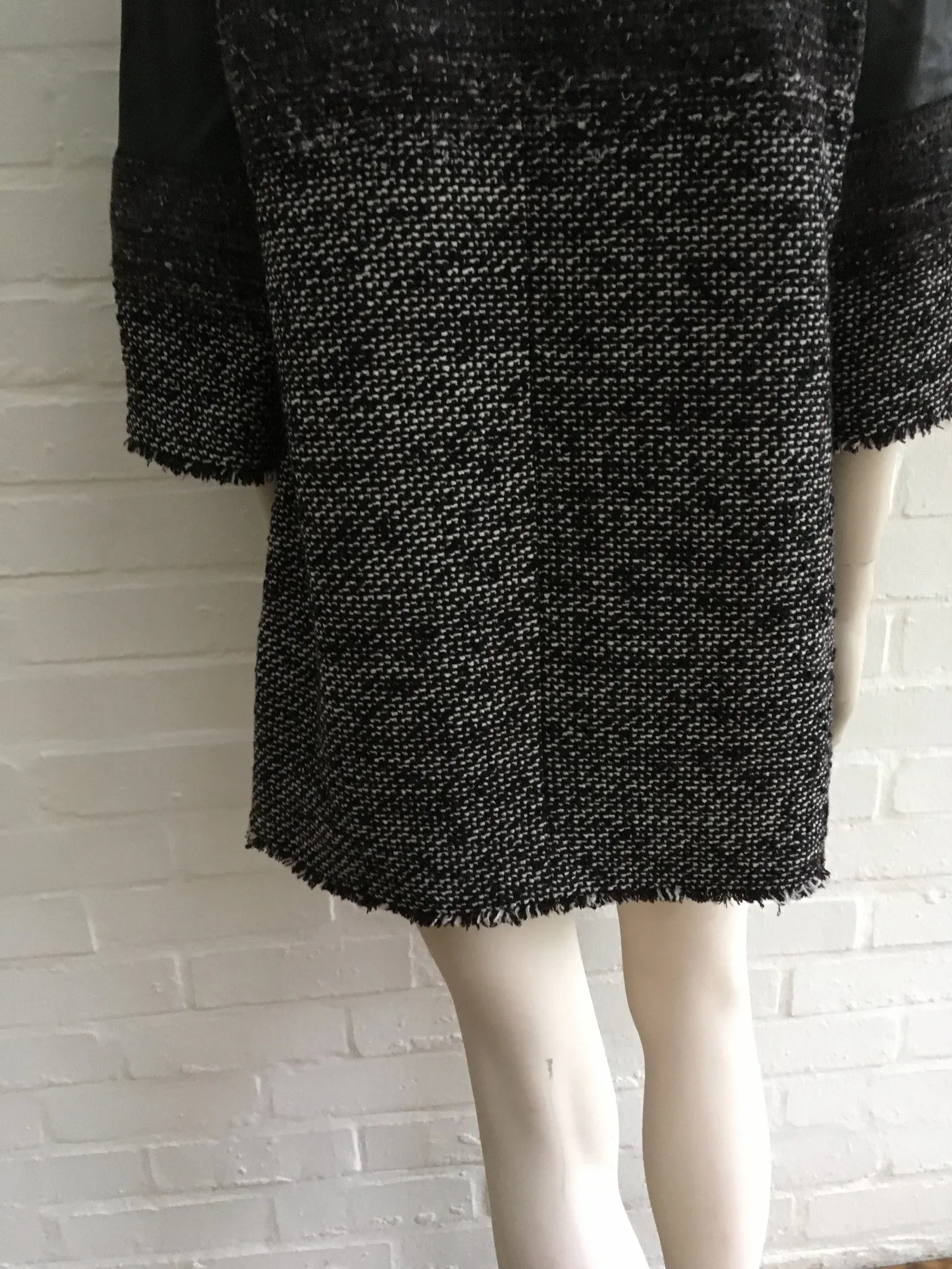 CHANEL AMAZING $7,555.00 LEATHER & FANTASY TWEED DRESS TUNIC SZ F 38 S SMALL ladies