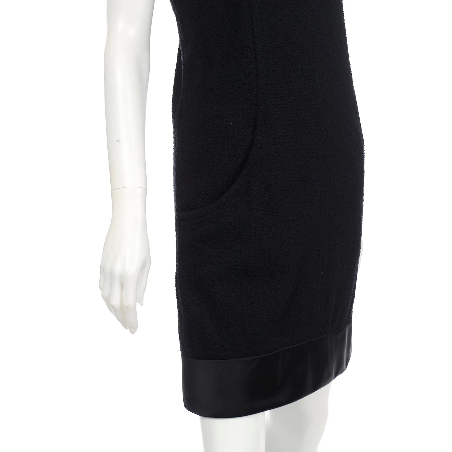 Chanel Fall 2015 Black Silk & Wool Boucle Dress w Gripoix Buttons