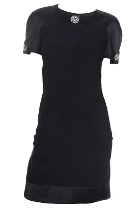 Chanel Fall 2015 Black Silk & Wool Boucle Dress w Gripoix Buttons
