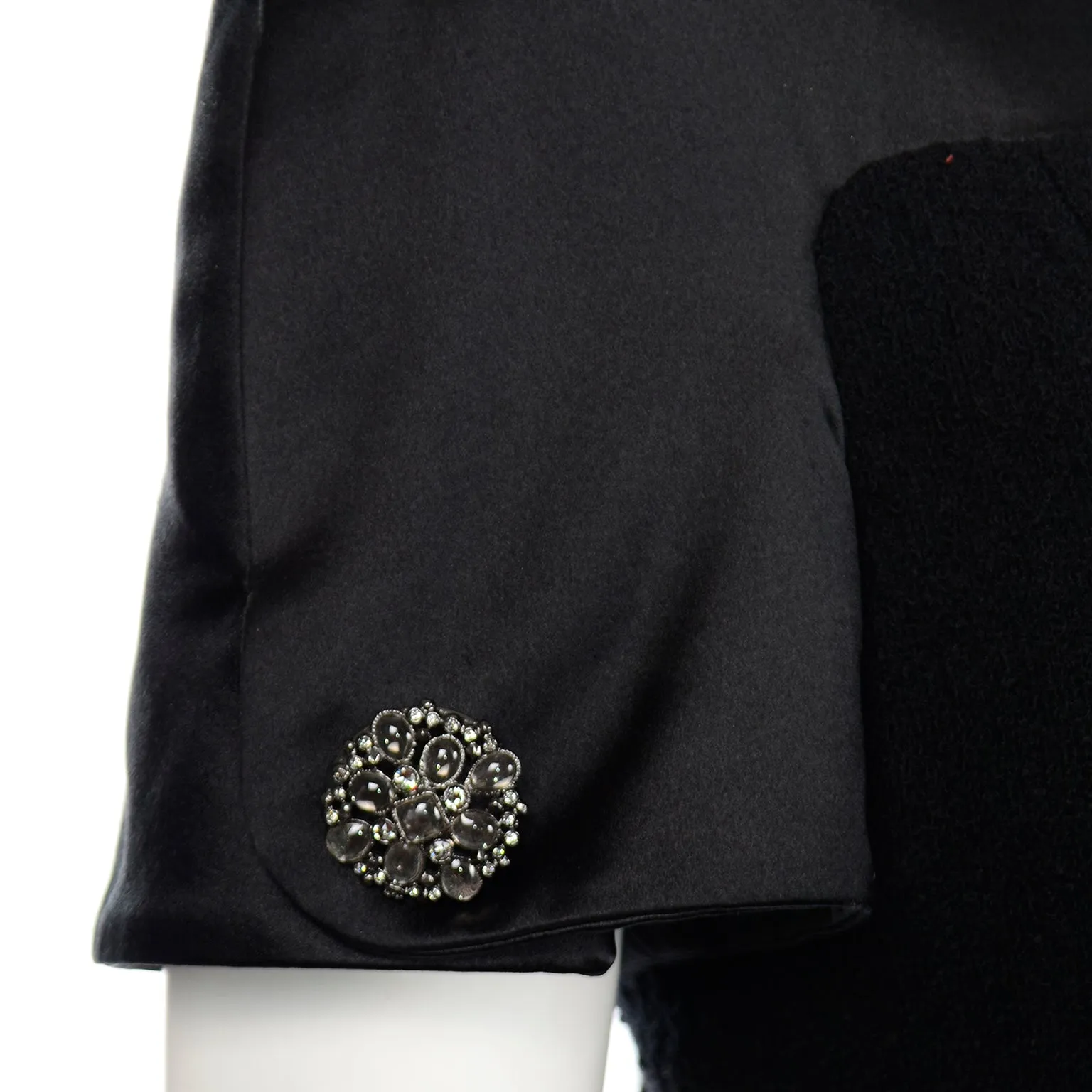 Chanel Fall 2015 Black Silk & Wool Boucle Dress w Gripoix Buttons