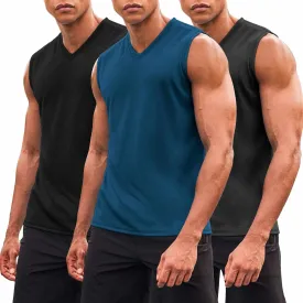 COOFANDY Men's 3 Pack Workout Tank Tops Gym Sleeveless Shirts V Neck Bodybuilding Muscle Tee Shirt