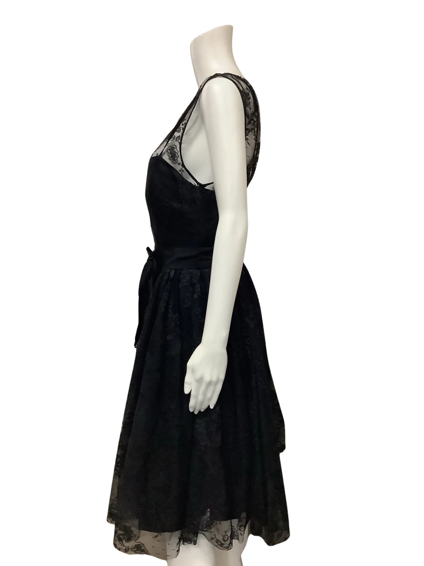 Donna Morgan Women's Dress Black Fit & Flair Midi Lace Size: 8