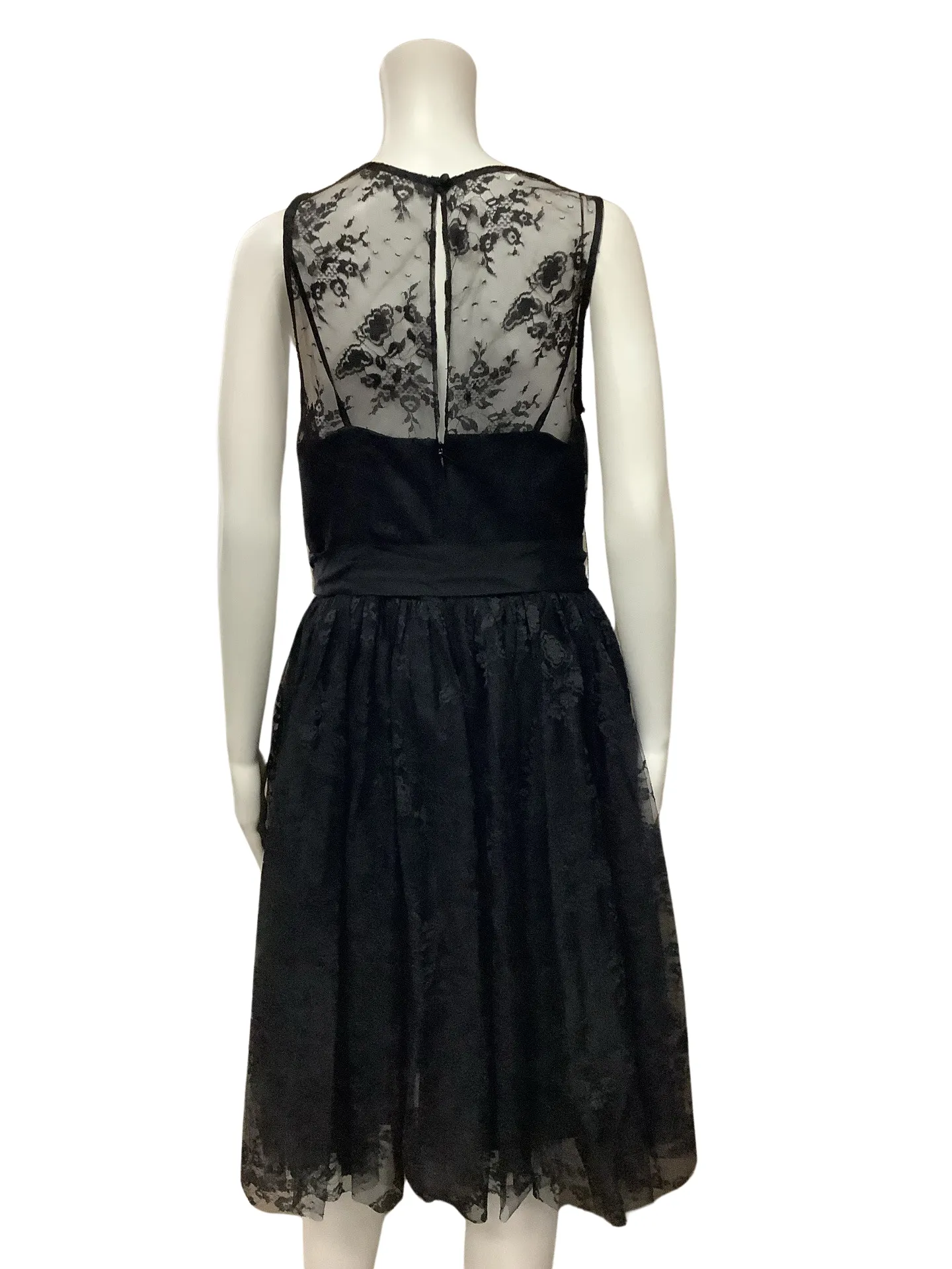 Donna Morgan Women's Dress Black Fit & Flair Midi Lace Size: 8