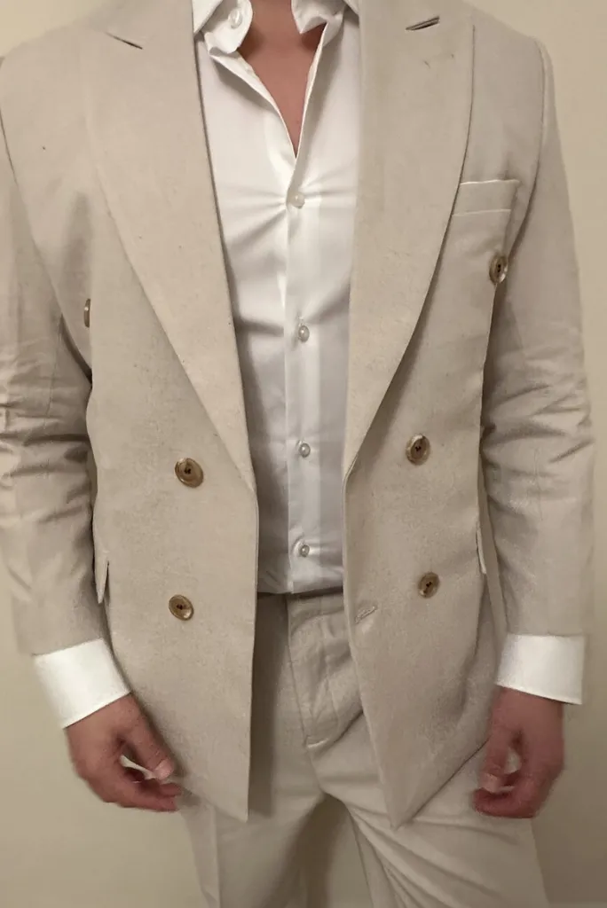 Double Breasted Suit Beige Two Piece Suit Formal Dinner Suit Wedding Suit Bespoke For Men