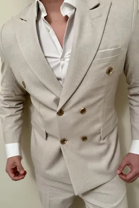 Double Breasted Suit Beige Two Piece Suit Formal Dinner Suit Wedding Suit Bespoke For Men