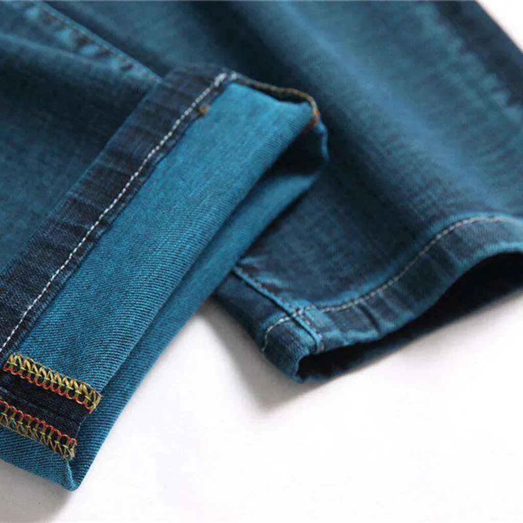 Electric blue men's ripped jeans