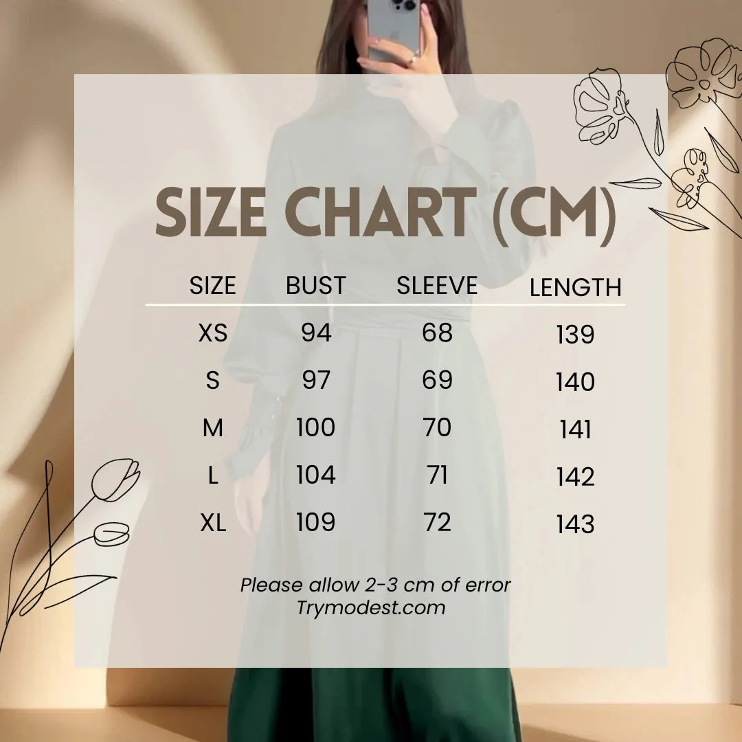 Emerald Embrace: Puff sleeves evening dress