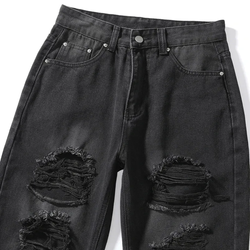 Essential High-Waist Black Ripped Jeans - Streetwear Denim
