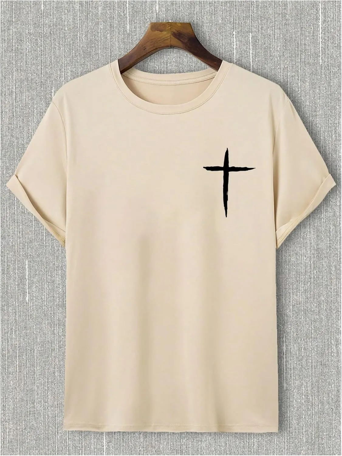 Floerns Men's Cross Print Short Sleeve T Shirt Crewneck Tee Shirts