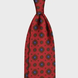 F.Marino Silk Tie 3 Folds Diamonds Brick Red