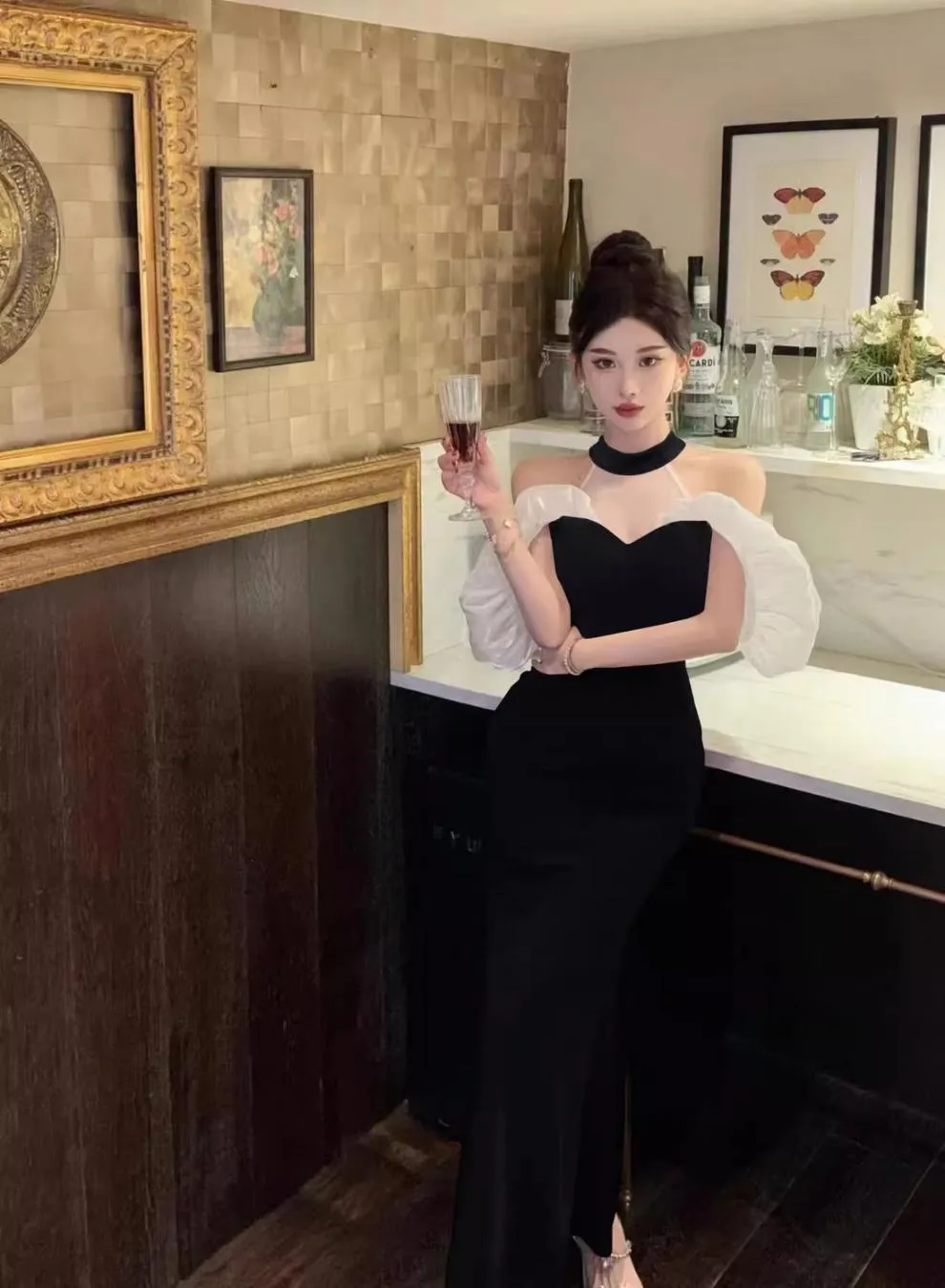 French Style Temperament Ladies Banquet Evening Dress Dress off-Shoulder Sexy Halter Dress Slim-Fit Sheath Dress for Women