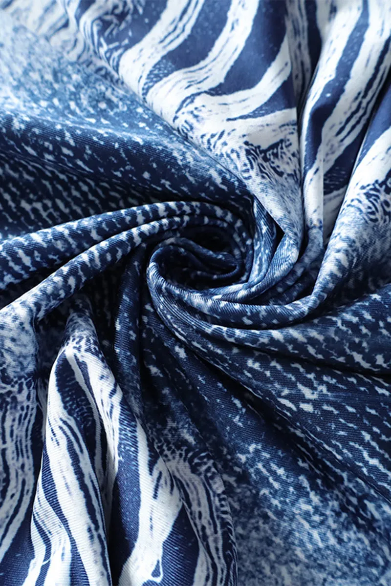 HBP3054 Denim Print Maxi Dress