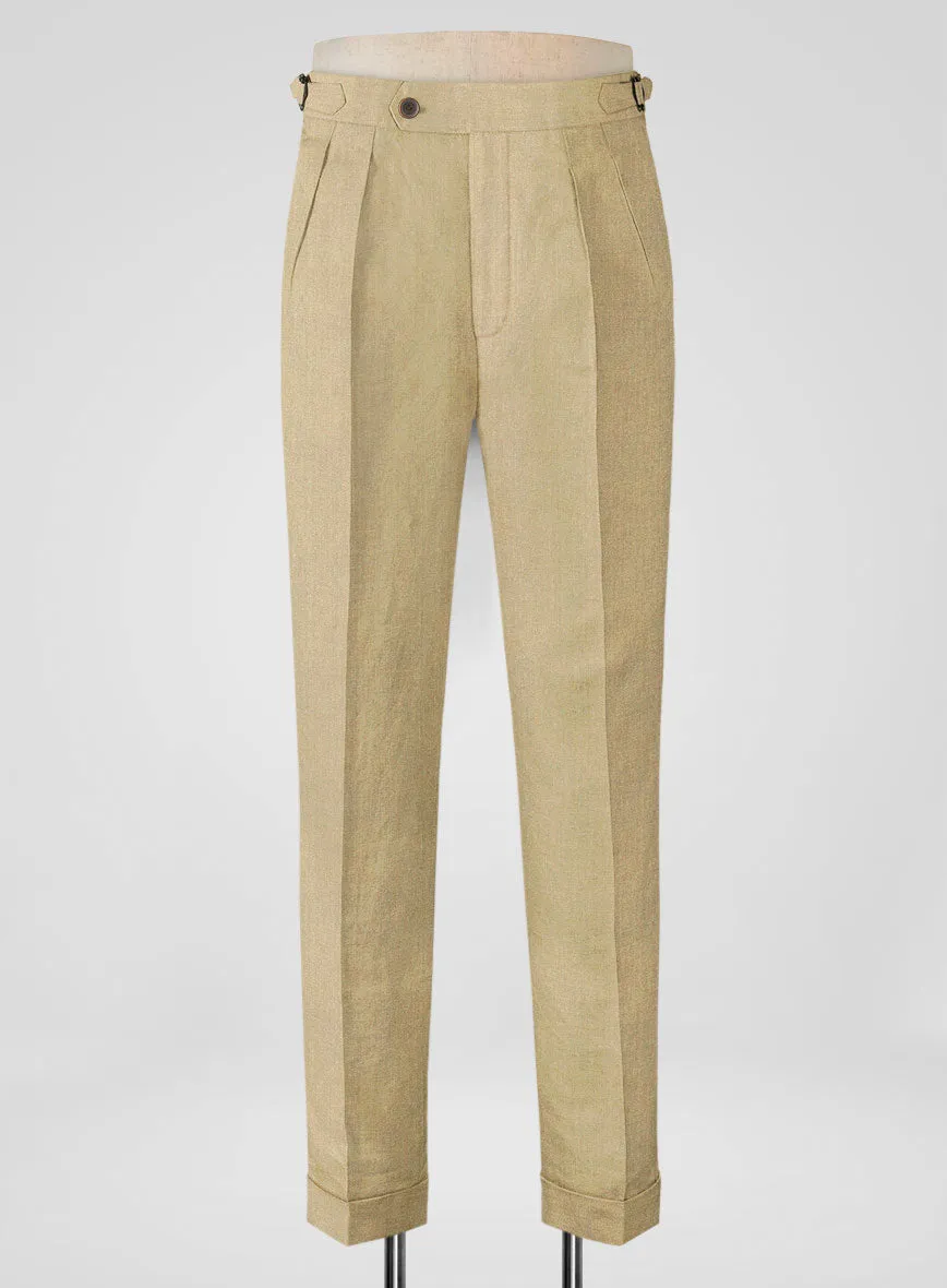 Heavy Linen Khaki Highland Trousers
