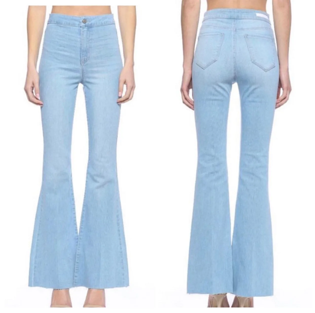 High waist light wash bell